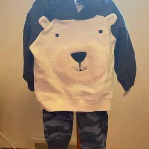 Blue and white Camo polar bear hoodie set